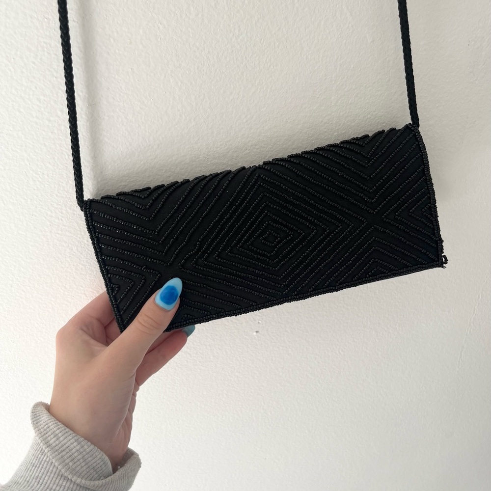 Elegant Black Beaded Clutch